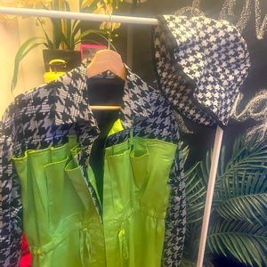 SUPER CUTE Houndstooth and Lime Green Jacket W/ Bucket Hat included!